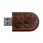 Monstera Palm Leaves Plants Wood Oval USB Flash Drive USB