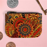 Bright Seamless Pattern With Paisley Mehndi Elements Hand Drawn Wallpaper With Floral Traditional In Mini Coin Purse Front