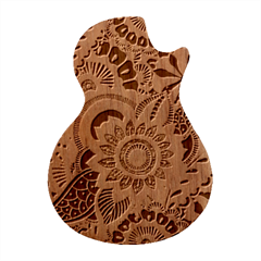 Bright Seamless Pattern With Paisley Mehndi Elements Hand Drawn Wallpaper With Floral Traditional In Guitar Shape Wood Guitar Pick Holder Case And Picks Set by Ket1n9