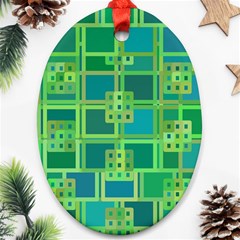 Green Abstract Geometric Oval Ornament (two Sides)