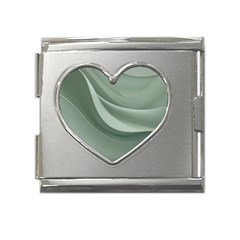 Silky Sage Abstract Elegant Print Design Mega Link Heart Italian Charm (18mm) by dflcprintsclothing