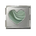 Silky Sage Abstract Elegant Print Design Mega Link Heart Italian Charm (18mm) Front