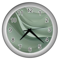 Silky Sage Abstract Elegant Print Design Wall Clock (silver) by dflcprintsclothing