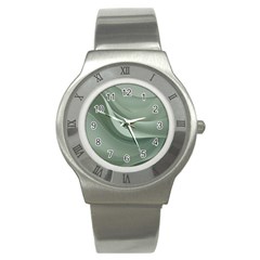 Silky Sage Abstract Elegant Print Design Stainless Steel Watch by dflcprintsclothing