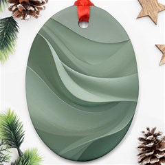 Silky Sage Abstract Elegant Print Design Oval Ornament (two Sides) by dflcprintsclothing