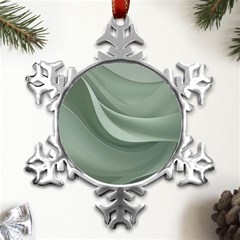 Silky Sage Abstract Elegant Print Design Metal Small Snowflake Ornament by dflcprintsclothing