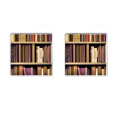 Books Bookshelves Office Fantasy Background Artwork Book Cover Apothecary Book Nook Literature Libra Cufflinks (square) by Posterlux