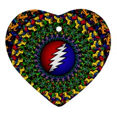 Grateful Dead Bear Pattern Ornament (heart)