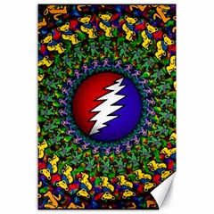 Grateful Dead Bear Pattern Canvas 24  X 36  by Maspions