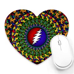 Grateful Dead Bear Pattern Heart Mousepad