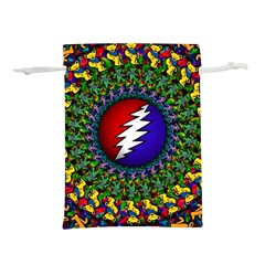 Grateful Dead Bear Pattern Lightweight Drawstring Pouch (l)