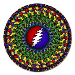 Grateful Dead Bear Pattern Magnet 5  (round)