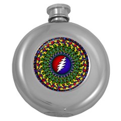 Grateful Dead Bear Pattern Round Hip Flask (5 Oz)