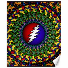 Grateful Dead Bear Pattern Canvas 16  X 20  by Maspions