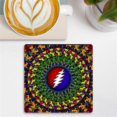 Grateful Dead Bear Pattern Uv Print Square Tile Coaster  by Maspions