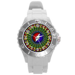 Grateful Dead Bear Pattern Round Plastic Sport Watch (l)