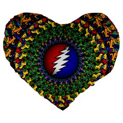 Grateful Dead Bear Pattern Large 19  Premium Heart Shape Cushions