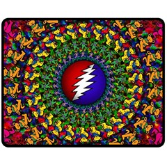 Grateful Dead Bear Pattern Two Sides Fleece Blanket (medium)