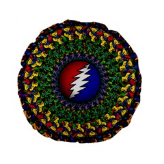 Grateful Dead Bear Pattern Standard 15  Premium Flano Round Cushions