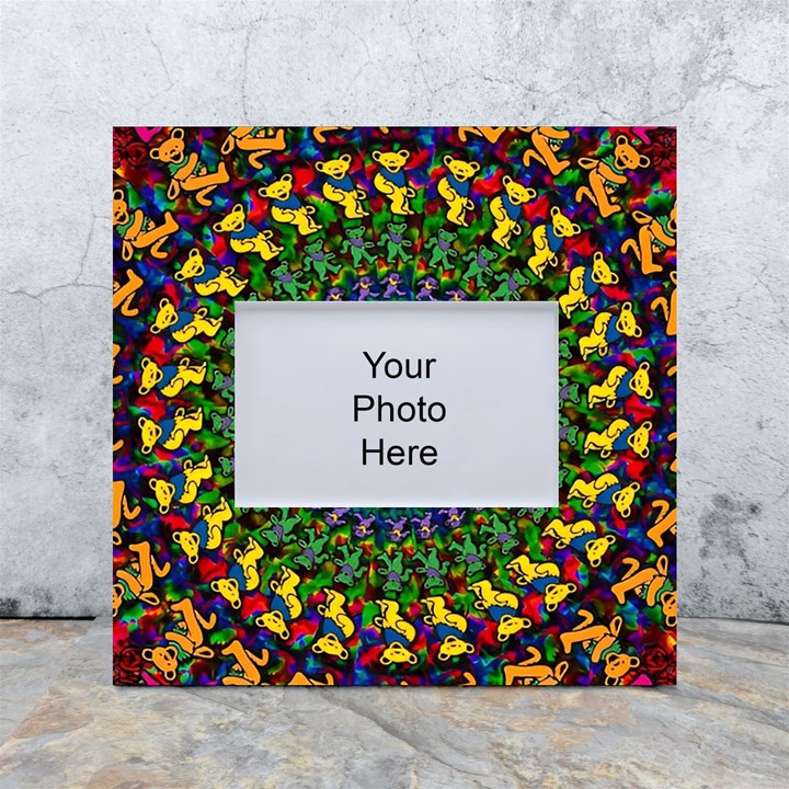 Grateful Dead Bear Pattern White Box Photo Frame 4  x 6 