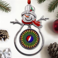 Grateful Dead Bear Pattern Metal Snowman Ornament