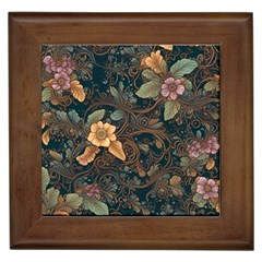 Floral Seamless Pattern Decorative Framed Tile by Paksenen