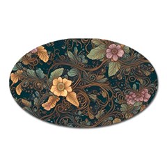 Floral Seamless Pattern Decorative Oval Magnet by Paksenen