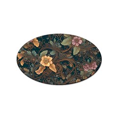 Floral Seamless Pattern Decorative Sticker Oval (10 Pack) by Paksenen