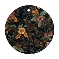 Floral Seamless Pattern Decorative Round Ornament (two Sides)