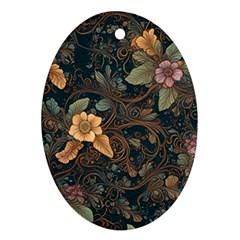 Floral Seamless Pattern Decorative Oval Ornament (two Sides)