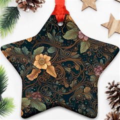 Floral Seamless Pattern Decorative Star Ornament (two Sides)