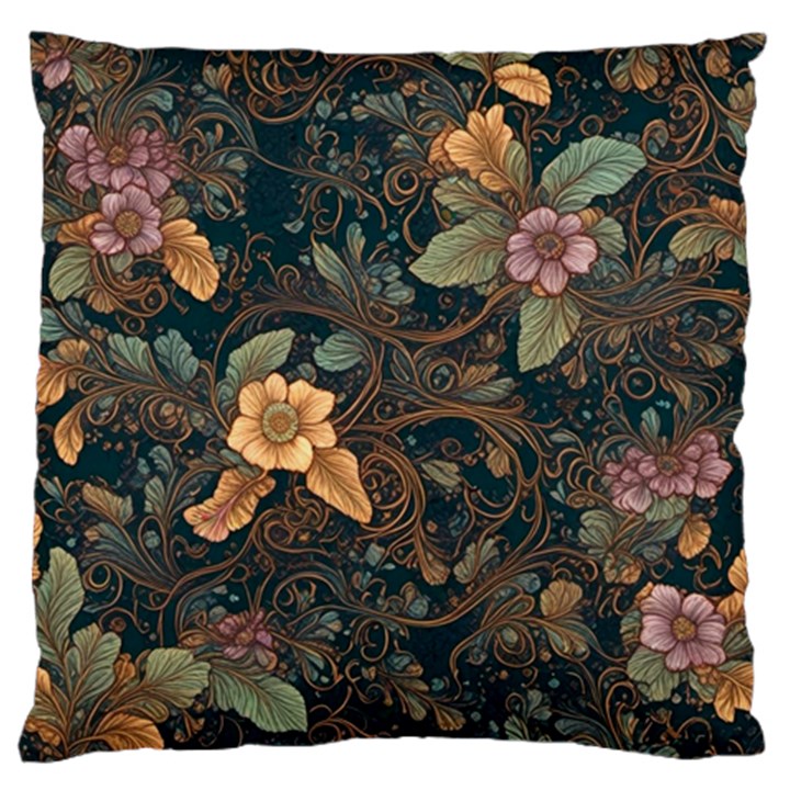 Floral Seamless Pattern Decorative Standard Premium Plush Fleece Cushion Case (One Side)