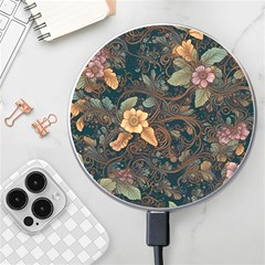 Floral Seamless Pattern Decorative Wireless Fast Charger(white) by Paksenen