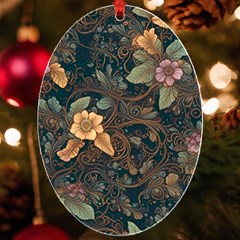 Floral Seamless Pattern Decorative Uv Print Acrylic Ornament Oval by Paksenen