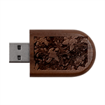 Floral Seamless Pattern Decorative Wood Oval USB Flash Drive USB