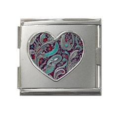 Seamless Pattern Paisley Decorative Mega Link Heart Italian Charm (18mm)