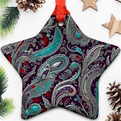 Seamless Pattern Paisley Decorative Star Ornament (two Sides)