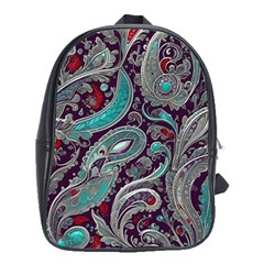 Seamless Pattern Paisley Decorative School Bag (xl) by Paksenen