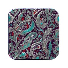 Seamless Pattern Paisley Decorative Square Metal Box (black) by Paksenen