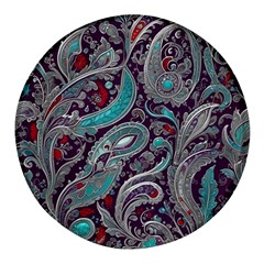 Seamless Pattern Paisley Decorative Round Glass Fridge Magnet (4 Pack) by Paksenen