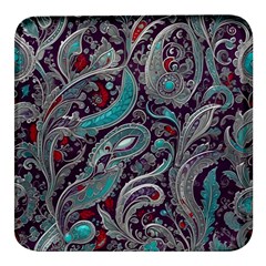 Seamless Pattern Paisley Decorative Square Glass Fridge Magnet (4 Pack) by Paksenen