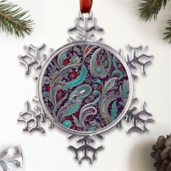 Seamless Pattern Paisley Decorative Metal Large Snowflake Ornament by Paksenen