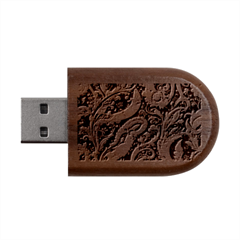 Seamless Pattern Paisley Decorative Wood Oval Usb Flash Drive by Paksenen