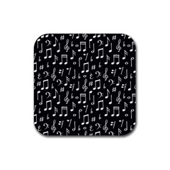 Chalk Music Notes Signs Seamless Pattern Rubber Coaster (square) by Ravend