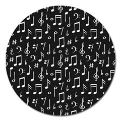 Chalk Music Notes Signs Seamless Pattern Magnet 5  (round) by Ravend