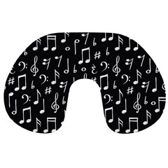 Chalk Music Notes Signs Seamless Pattern Travel Neck Pillow