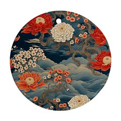 Seamless Pattern Chinoiserie Flowers Ornament (round)