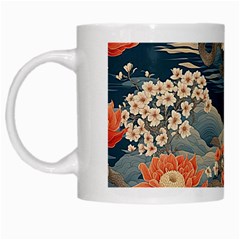 Seamless Pattern Chinoiserie Flowers White Mug by Paksenen