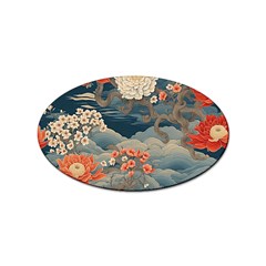 Seamless Pattern Chinoiserie Flowers Sticker (oval) by Paksenen