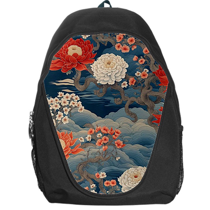 Seamless Pattern Chinoiserie Flowers Backpack Bag